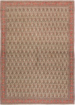 Full view of 1880s Senneh rug from Iran / Persia, 195 × 140 cm in Cream tones