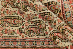 Full view of 1880s Senneh rug from Iran / Persia, 195 × 140 cm in Cream tones