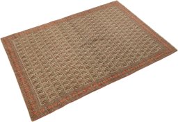 Close-up detail of 1880s Senneh rug from Iran / Persia showing Wool weave