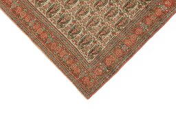 Backside of handmade 1880s Senneh rug showing knot structure and weave density