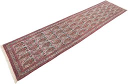 Close-up detail of 1980s Senneh rug from Iran / Persia showing Wool weave