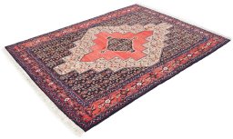 Close-up detail of 1970s Senneh rug from Iran / Persia showing Wool weave