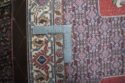 Close-up detail of New Senneh rug from Iran / Persia showing Wool weave