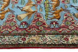 Close-up detail of 2000s Senneh rug from Iran / Persia showing Wool weave