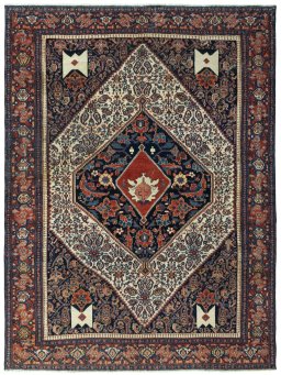 Full view of 1930s Senneh rug from Iran / Persia, 200 × 150 cm in Beige tones