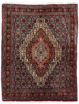 Full view of 1990s Senneh rug from Iran / Persia, 95 × 74 cm in Blue tones