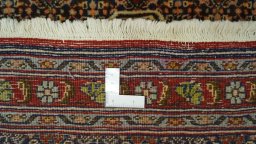 Full view of 1990s Senneh rug from Iran / Persia, 95 × 74 cm in Blue tones