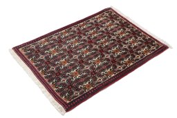 Close-up detail of 1990s Senneh rug from Iran / Persia showing Wool weave