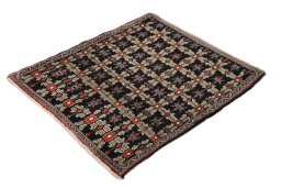 Close-up detail of 1950s Senneh rug from Iran / Persia showing Wool weave