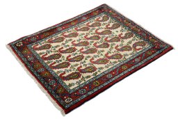 Close-up detail of 1990s Senneh rug from Iran / Persia showing Wool weave