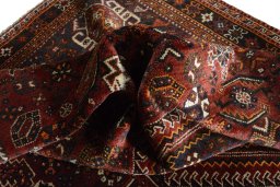 Close-up detail of 2000s Shiraz rug from Iran / Persia showing Wool weave
