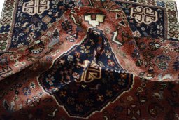 Close-up detail of 2000s Shiraz rug from Iran / Persia showing Wool weave