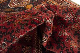 Close-up detail of 2000s Shiraz rug from Iran / Persia showing Wool weave