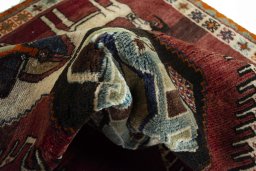 Close-up detail of 2000s Shiraz rug from Iran / Persia showing Wool weave