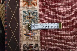 Full view of 2000s Shiraz rug from Iran / Persia, 202 × 150 cm in Red tones