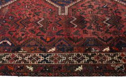 Close-up detail of 2000s Shiraz rug from Iran / Persia showing Wool weave