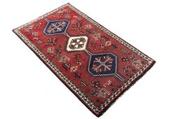 Close-up detail of 2000s Shiraz rug from Iran / Persia showing Wool weave