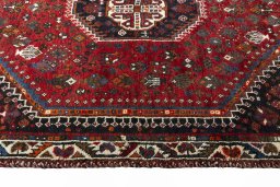 Full view of 2000s Shiraz rug from Iran / Persia, 166 × 113 cm in Red tones
