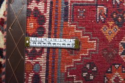 Close-up detail of 2000s Shiraz rug from Iran / Persia showing Wool weave