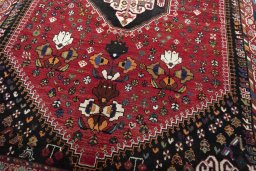 Close-up detail of 2000s Shiraz rug from Iran / Persia showing Wool weave