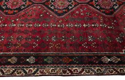 Close-up detail of 2000s Shiraz rug from Iran / Persia showing Wool weave