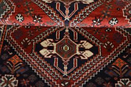 Full view of 2000s Shiraz rug from Iran / Persia, 159 × 110 cm in Red tones