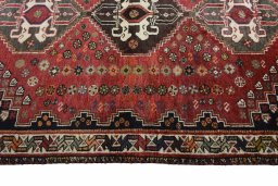 Close-up detail of 2000s Shiraz rug from Iran / Persia showing Wool weave