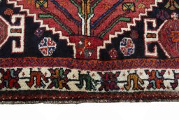 Full view of 2000s Shiraz rug from Iran / Persia, 177 × 123 cm in Red tones