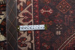 Close-up detail of 2000s Shiraz rug from Iran / Persia showing Wool weave