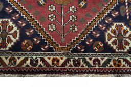Full view of 2000s Shiraz rug from Iran / Persia, 166 × 105 cm in Red tones