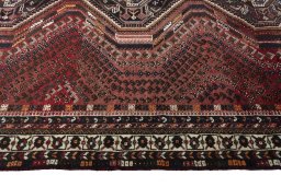 Close-up detail of 2000s Shiraz rug from Iran / Persia showing Wool weave