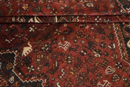Close-up detail of 2000s Shiraz rug from Iran / Persia showing Wool weave