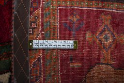 Close-up detail of 2000s Shiraz rug from Iran / Persia showing Wool weave