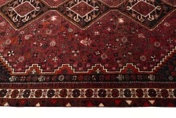 Close-up detail of 2000s Shiraz rug from Iran / Persia showing Wool weave