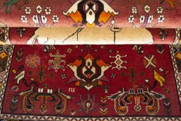 Full view of 2000s Shiraz rug from Iran / Persia, 200 × 110 cm in Red tones