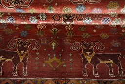 Full view of 2000s Shiraz rug from Iran / Persia, 201 × 152 cm in Red tones