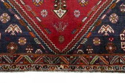 Full view of 2000s Shiraz rug from Iran / Persia, 284 × 173 cm in Red tones