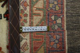 Close-up detail of 2000s Shiraz rug from Iran / Persia showing Wool weave