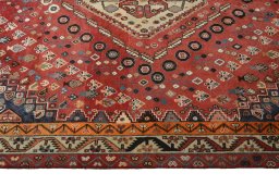 Full view of Unknown Shiraz rug from Iran / Persia, 263 × 162 cm in Red tones