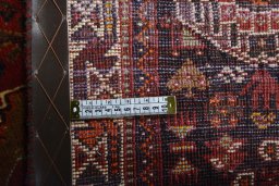 Close-up detail of 2000s Shiraz rug from Iran / Persia showing Wool weave