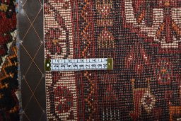Close-up detail of 2000s Shiraz rug from Iran / Persia showing Wool weave