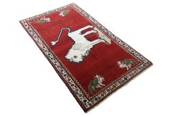 Close-up detail of 2000s Shiraz rug from Iran / Persia showing Wool weave