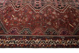 Close-up detail of 2000s Shiraz rug from Iran / Persia showing Wool weave