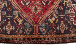 Close-up detail of 2000s Shiraz rug from Iran / Persia showing Wool weave
