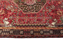 Full view of 2000s Shiraz rug from Iran / Persia, 260 × 158 cm in Red tones
