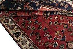 Close-up detail of 2000s Shiraz rug from Iran / Persia showing Wool weave