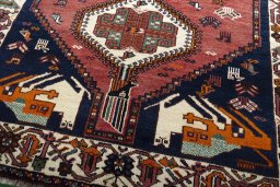 Close-up detail of 2000s Shiraz rug from Iran / Persia showing Wool weave