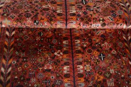 Close-up detail of 2000s Shiraz rug from Iran / Persia showing Wool weave