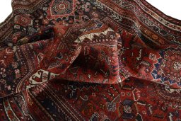 Close-up detail of 2000s Shiraz rug from Iran / Persia showing Wool weave