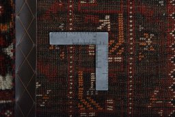 Backside of handmade 2000s Shiraz rug showing knot structure and weave density